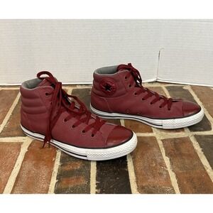 Converse Chuck Taylor All Star Red Leather Fresh Hi Top Sneakers Men's 8 Shoes